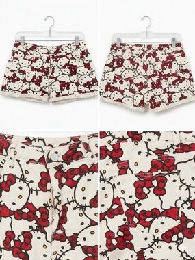1X Plus Size Sanrio Hello Kitty All Over Print Womens High Waisted Shorts Kawaii